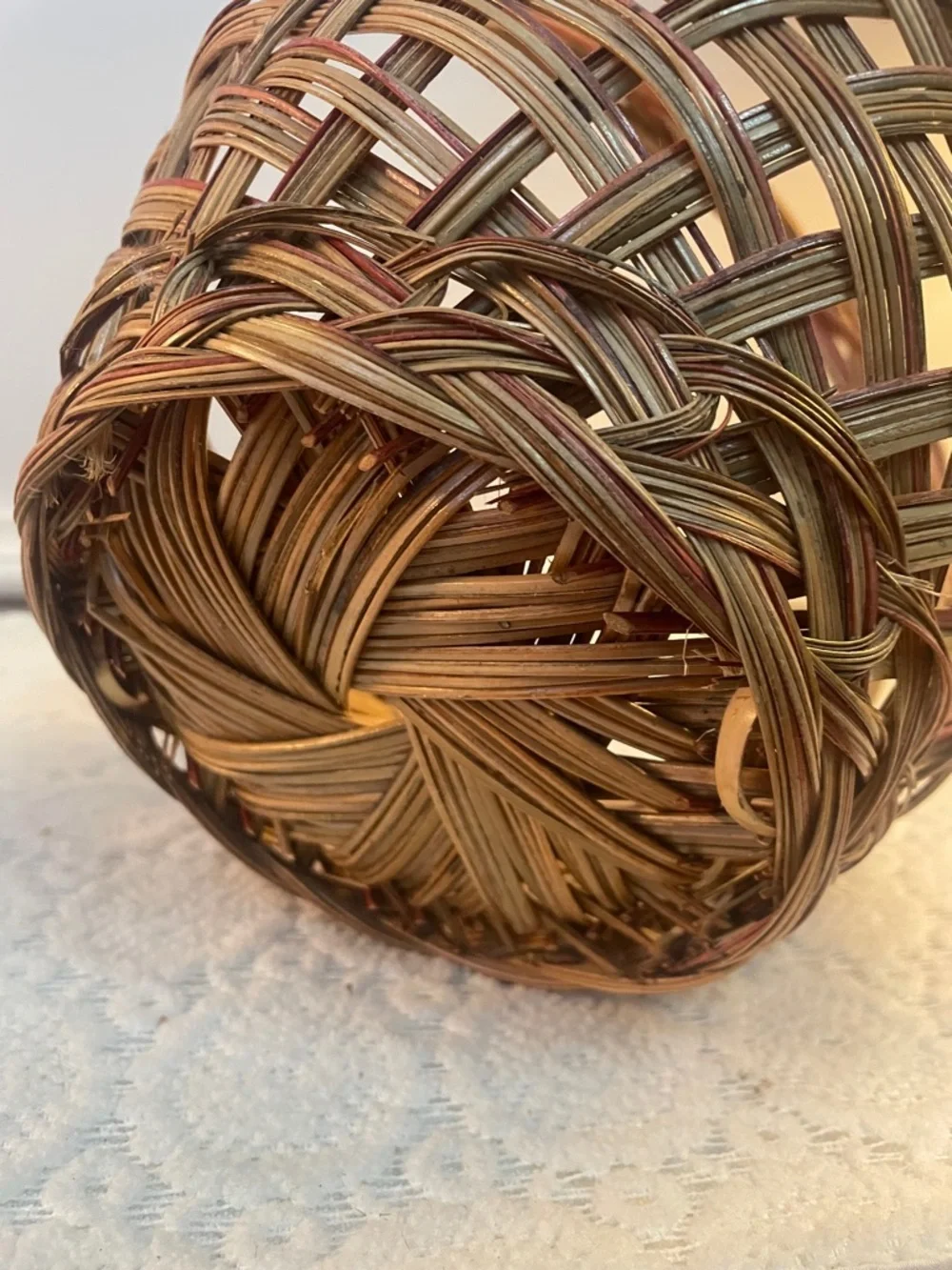 Woven Brown Willow Basket with Handle